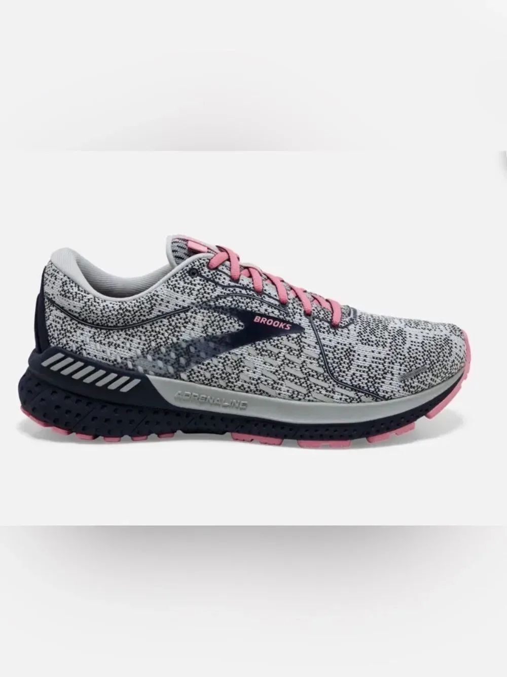Brooks ADRENALINE GTS 21 Heathered Navy Coral Mesh Performance Running Sneakers